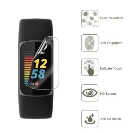 Fitbit Charge 5 Display Protector, Clear Plastic Film