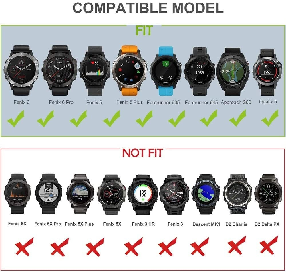 Milanese Black Bracelet For Garmin Fenix 5 Plus And 6 Pro Watches
