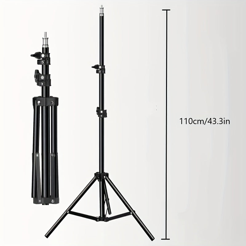 LED Studio Lighting Stand With An Adjustable Aluminum Tripod And Studio Lamp