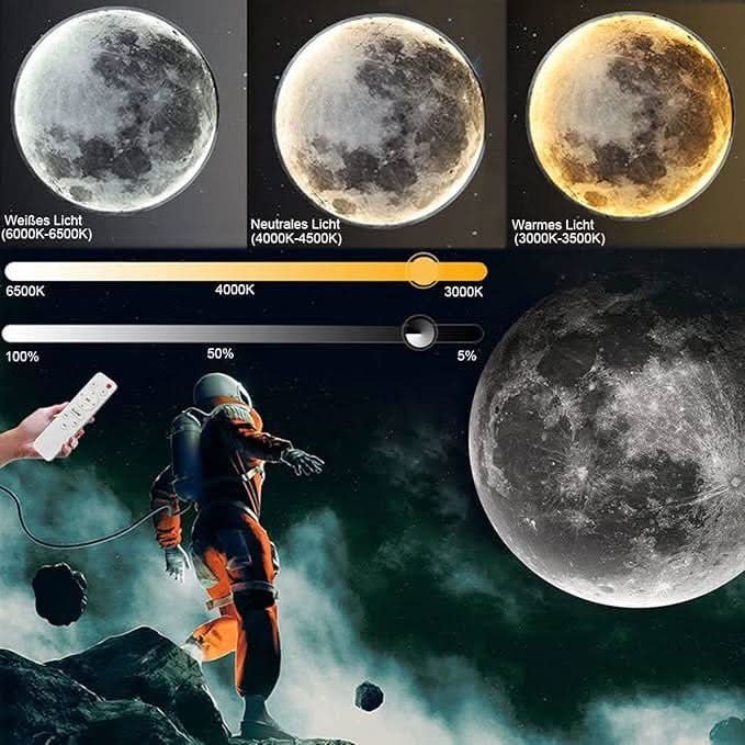 LunaLume Moon Lamp With Realistic Moon Surface For A Gentle Night Glow