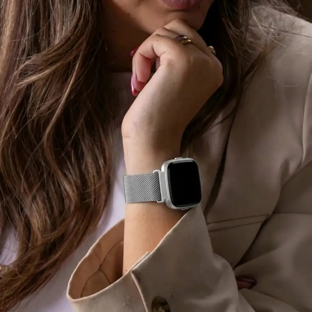 Silver Milanese Strap for Fitbit Versa and Versa 2