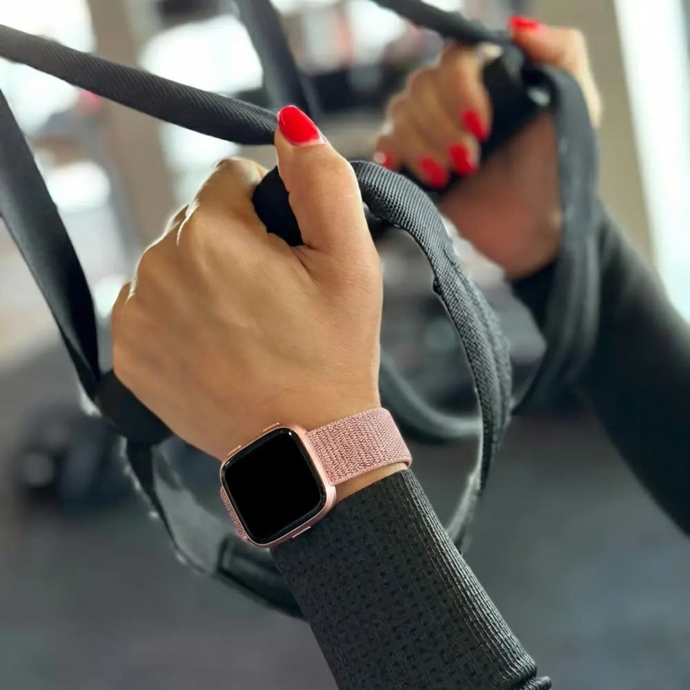 Chic Pink Nylon Wrist Strap For Fitbit Versa 2 Watch
