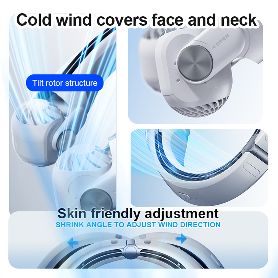 Compact Neck Fan With 45-Degree Adjustable Airflow