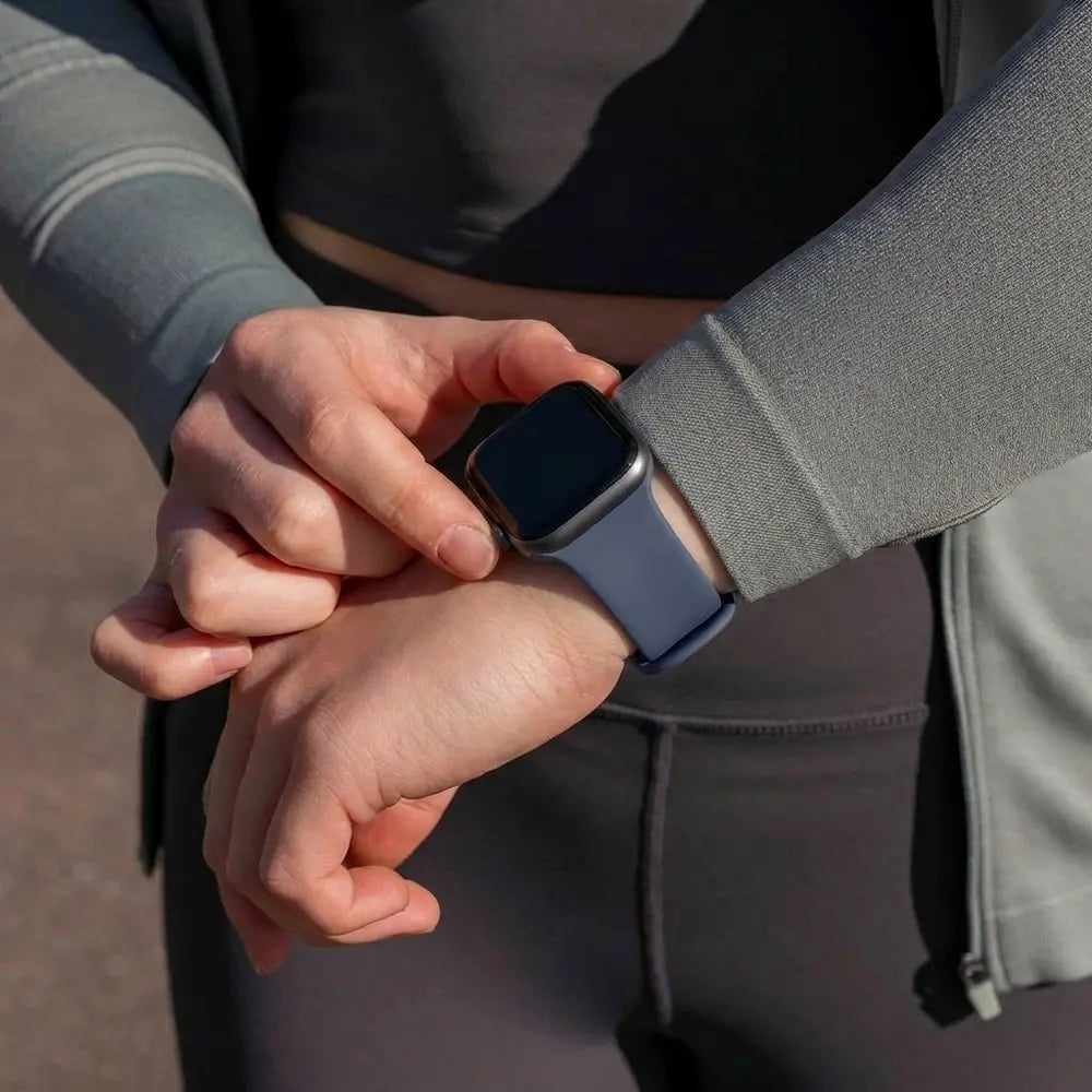 Grey Blue Silicone Strap For Apple Watch With Classic Style