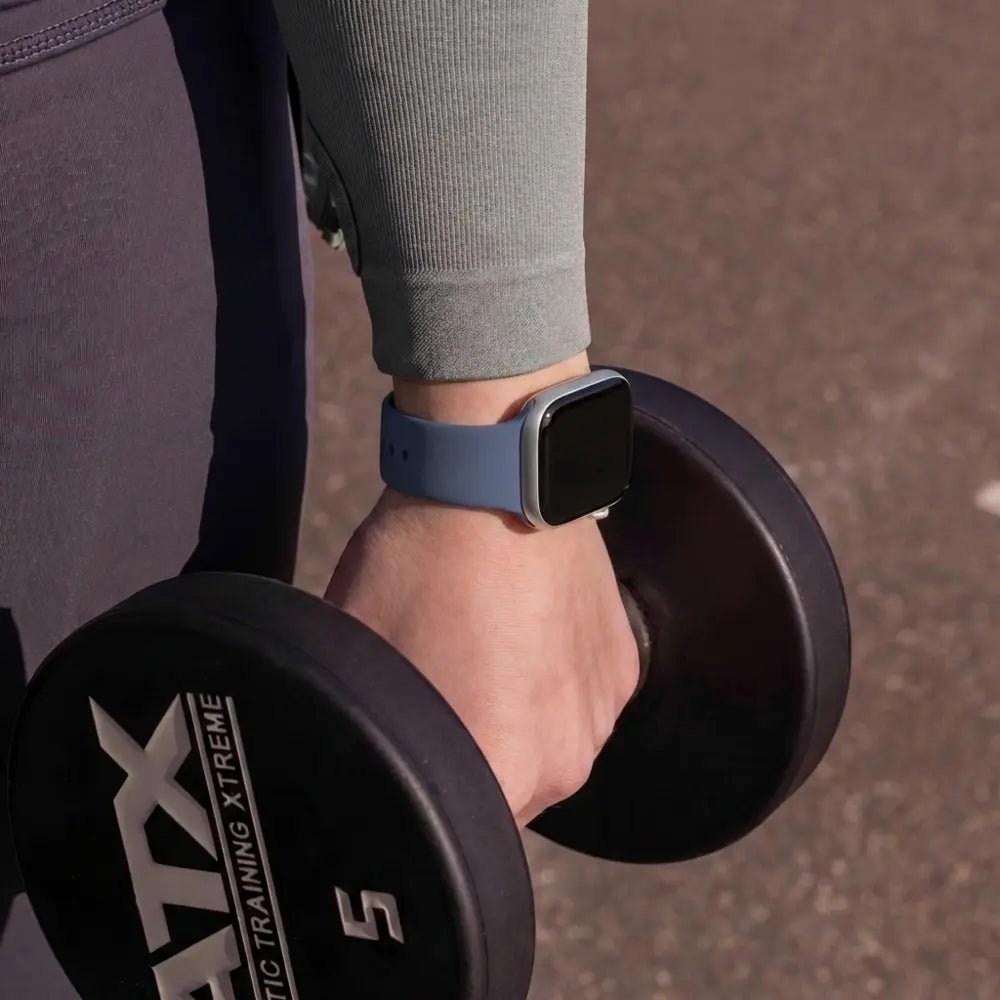Grey Blue Silicone Strap For Apple Watch With Classic Style