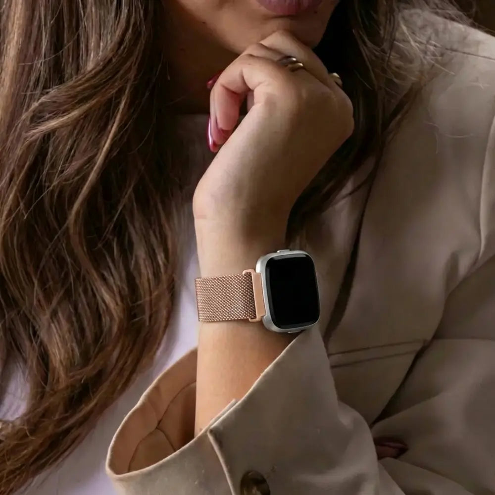 Milanese Strap In Rose Gold For Fitbit Versa And Versa 2