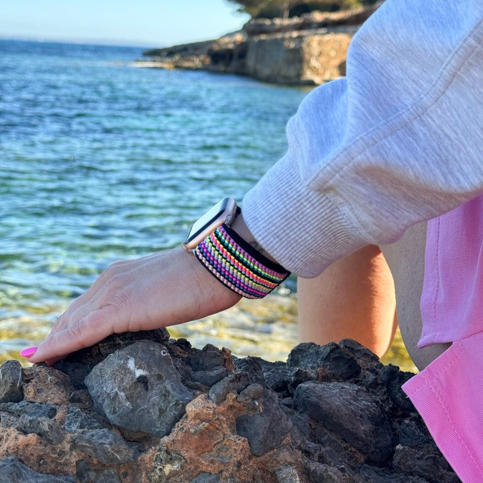 Colorful Stripe Elastic Band For Apple Watch All Day Comfort