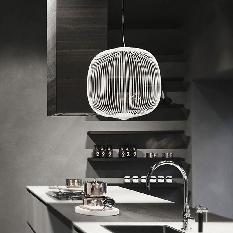 Lyra Spokes Pendant Light, Hanging Fixture, 52 Cm Diameter, 200 Cm Height