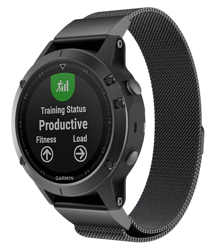 Milanese Black Bracelet For Garmin Fenix 5 Plus And 6 Pro Watches