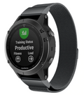 Milanese Black Bracelet For Garmin Fenix 5 Plus And 6 Pro Watches