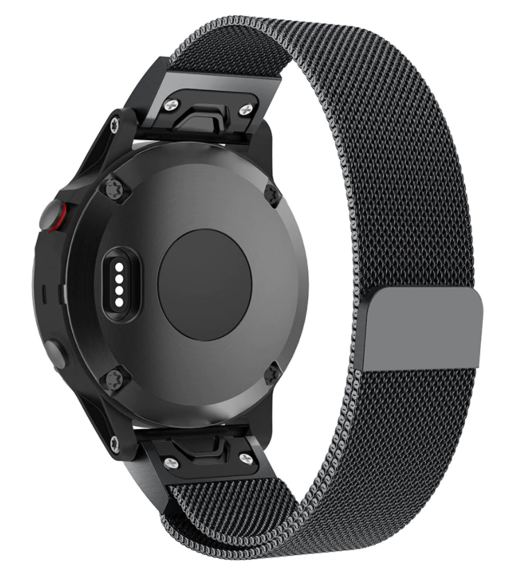 Milanese Black Bracelet For Garmin Fenix 5 Plus And 6 Pro Watches