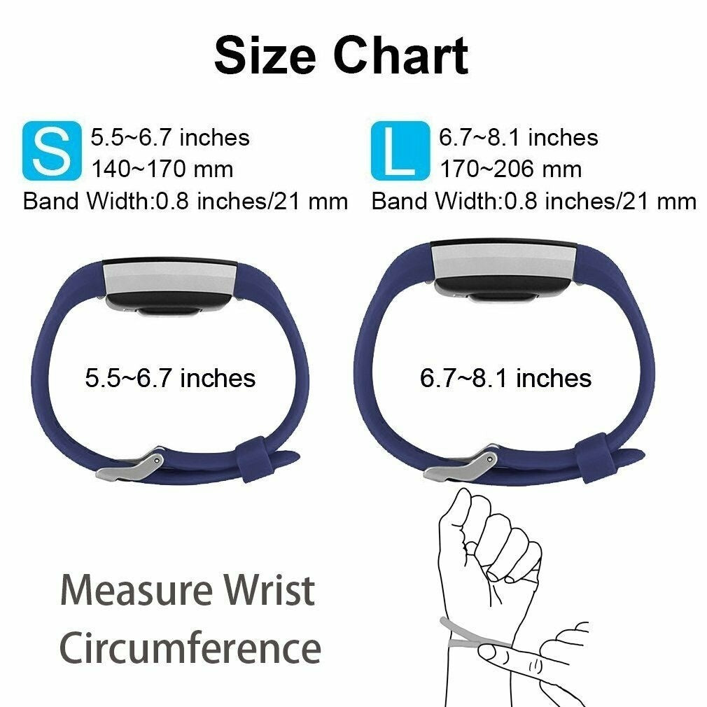 Blue Silicone Band Replacement for Fitbit Charge 2 Wristband