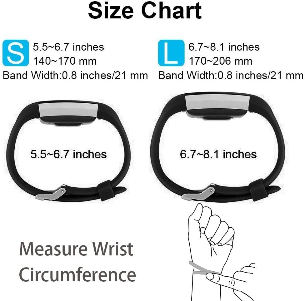 Silicone Band With Buckle Closure For Fitbit Charge 2 In Black
