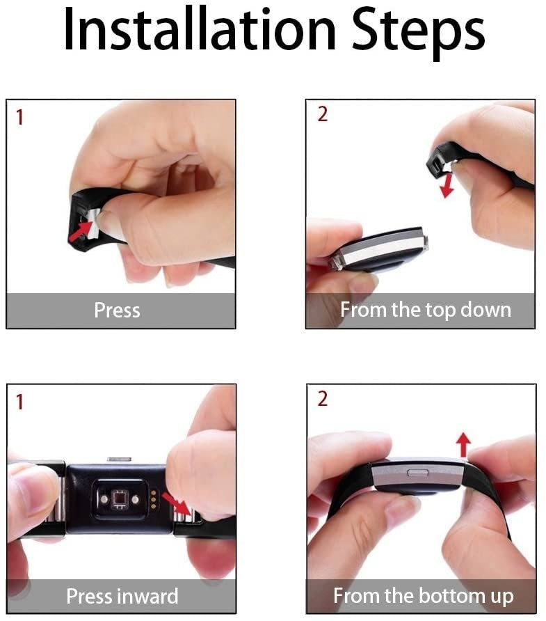 Silicone Band With Buckle Closure For Fitbit Charge 2 In Black