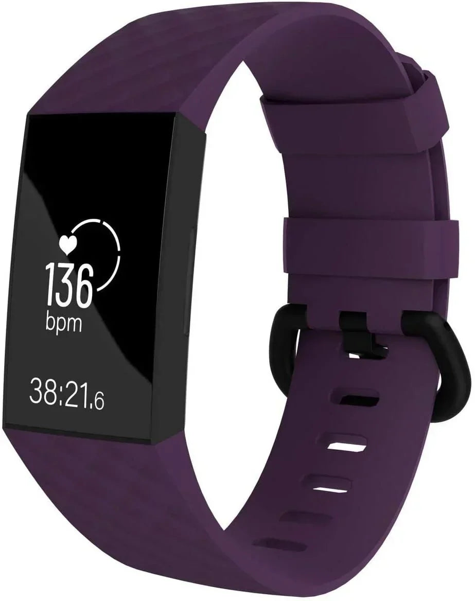 Purple Silicone Band Replacement Strap For Fitbit Charge Four