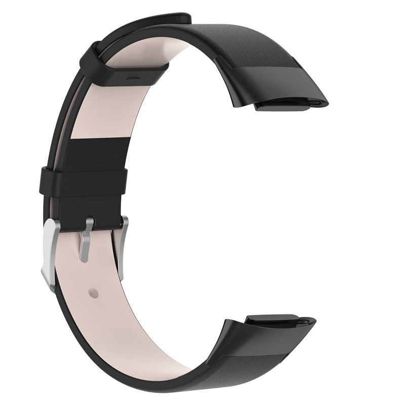 Timeless Black Leather Strap For Fitbit Charge 5 Band
