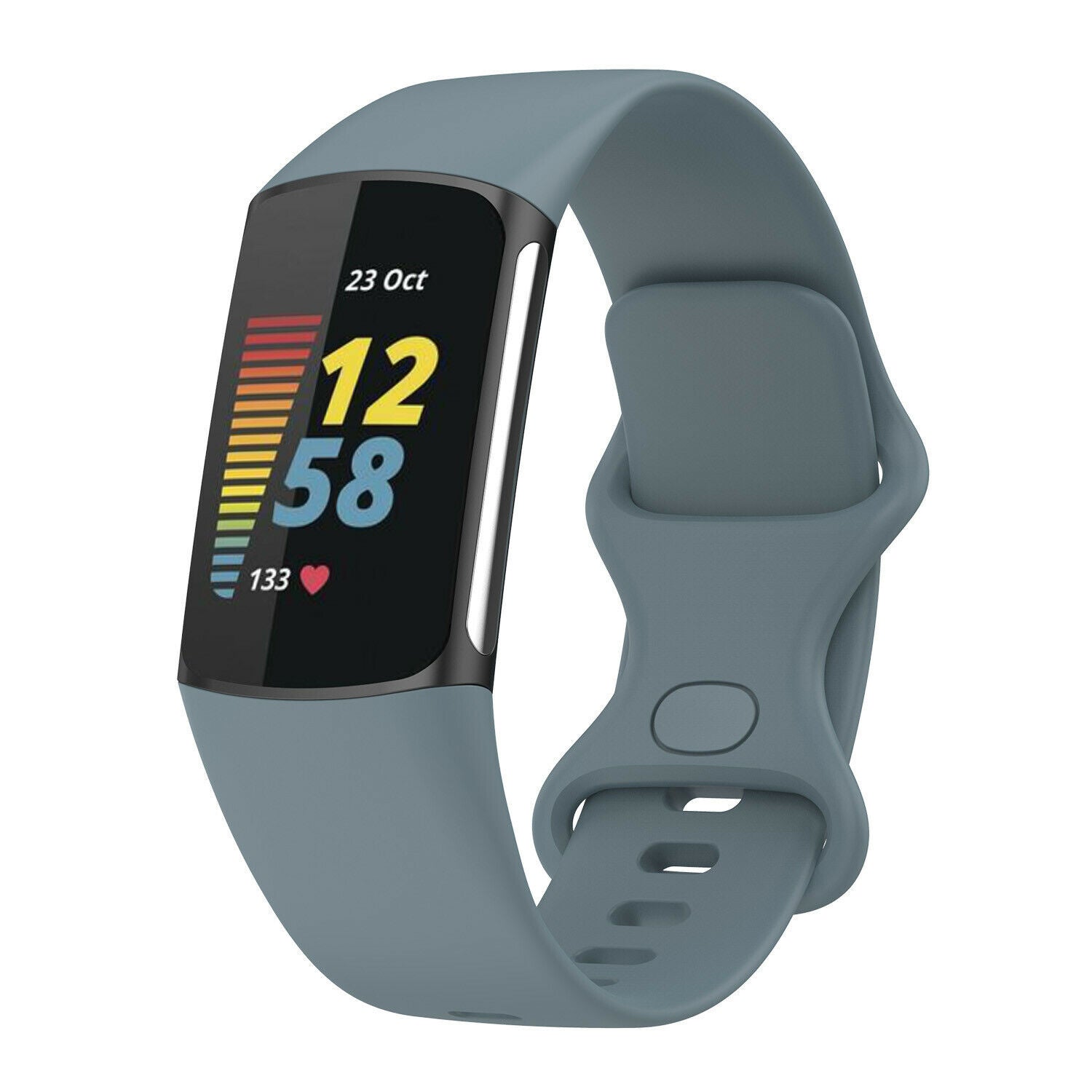 Fitbit Charge 5 Silicone Replacement Strap In Grey Blue