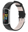 Timeless Black Leather Strap For Fitbit Charge 5 Band