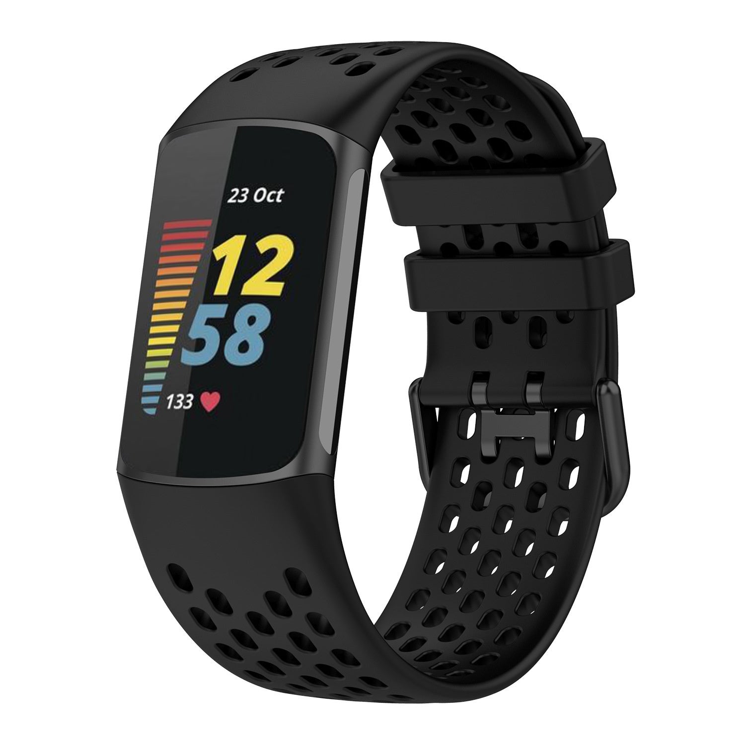 Fitbit Charge 5 Black Lightweight Silicone Strap Breathable