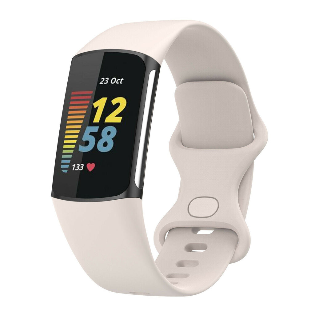 Off White Color Fitbit Silicone Strap For Charge 6