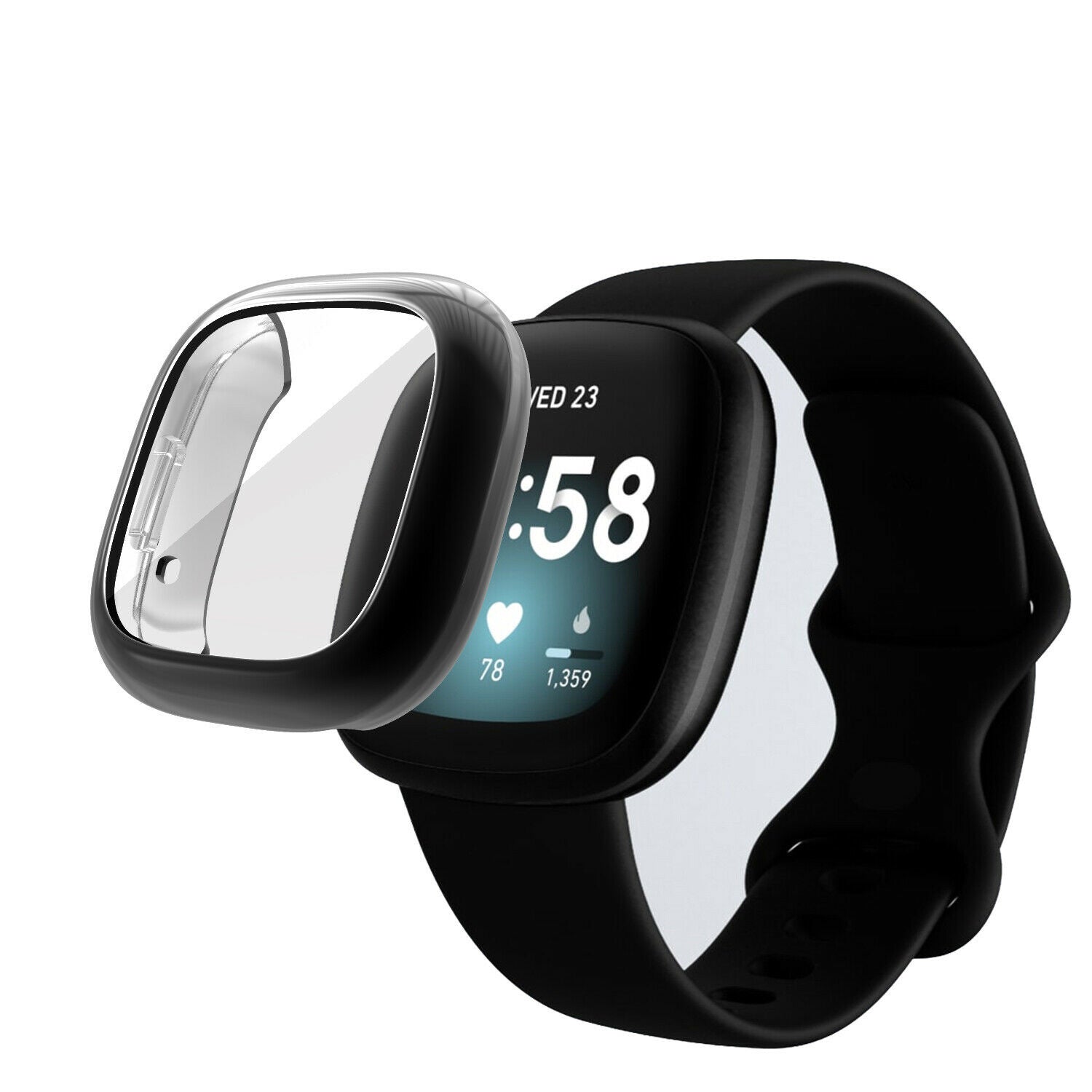 Protective Black Case For The Fitbit Sense Smartwatch Accessory
