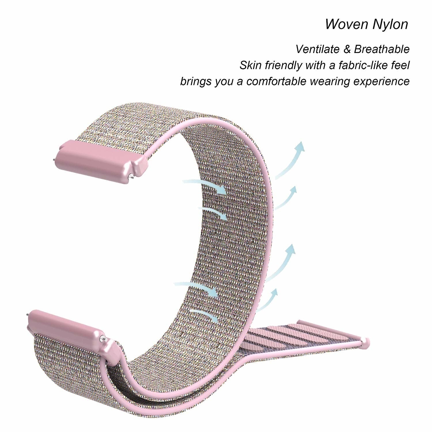 Chic Pink Nylon Wrist Strap For Fitbit Versa 2 Watch