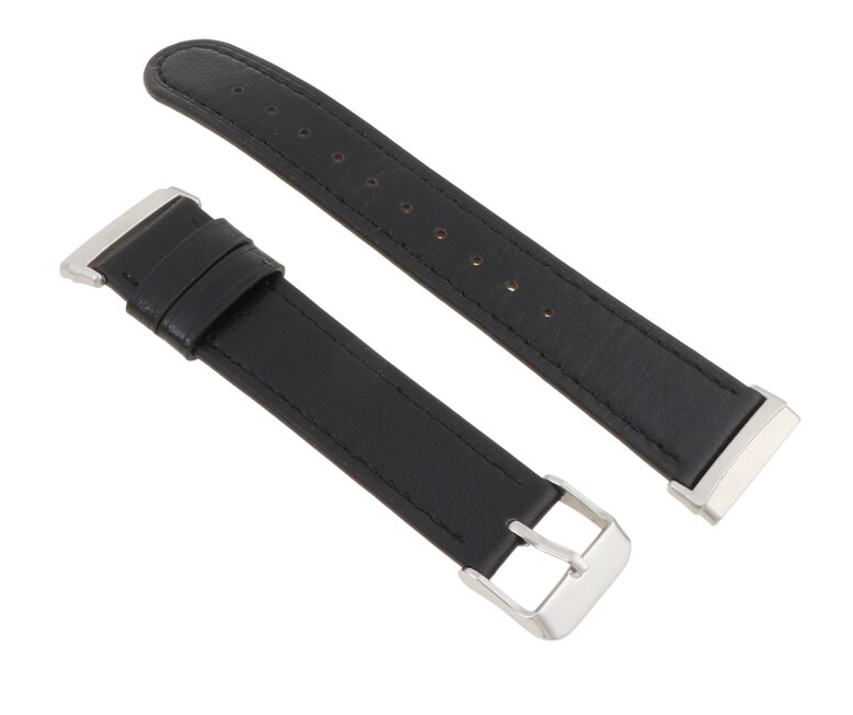 Smooth Black Leather Band Replacement For Fitbit Versa 3