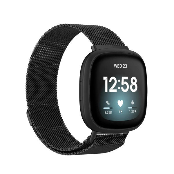Fitbit Versa 3 Black Milanese Stainless Steel Band