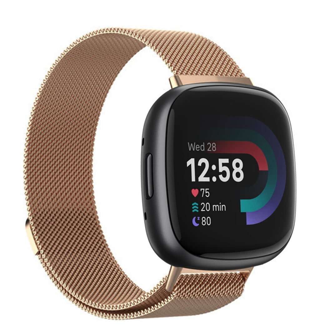 Fitbit Versa 4 Rose Gold Milanese Strap Replacement Band