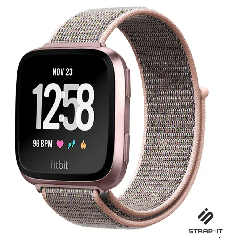 Chic Pink Nylon Wrist Strap For Fitbit Versa 2 Watch