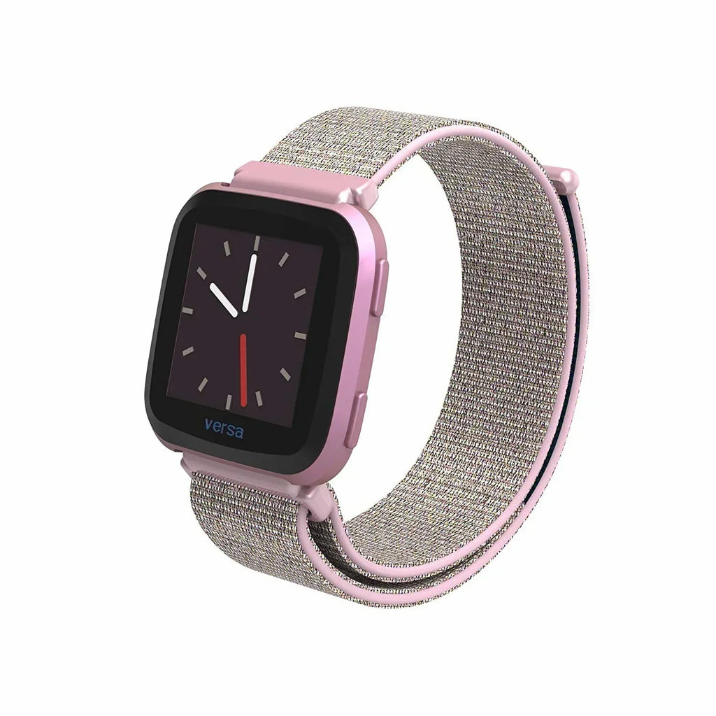 Chic Pink Nylon Wrist Strap For Fitbit Versa 2 Watch