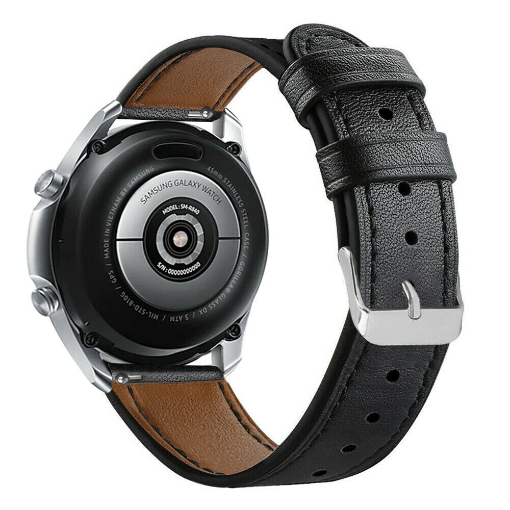 Premium Black Leather Strap for Samsung Galaxy Watch 3 45mm