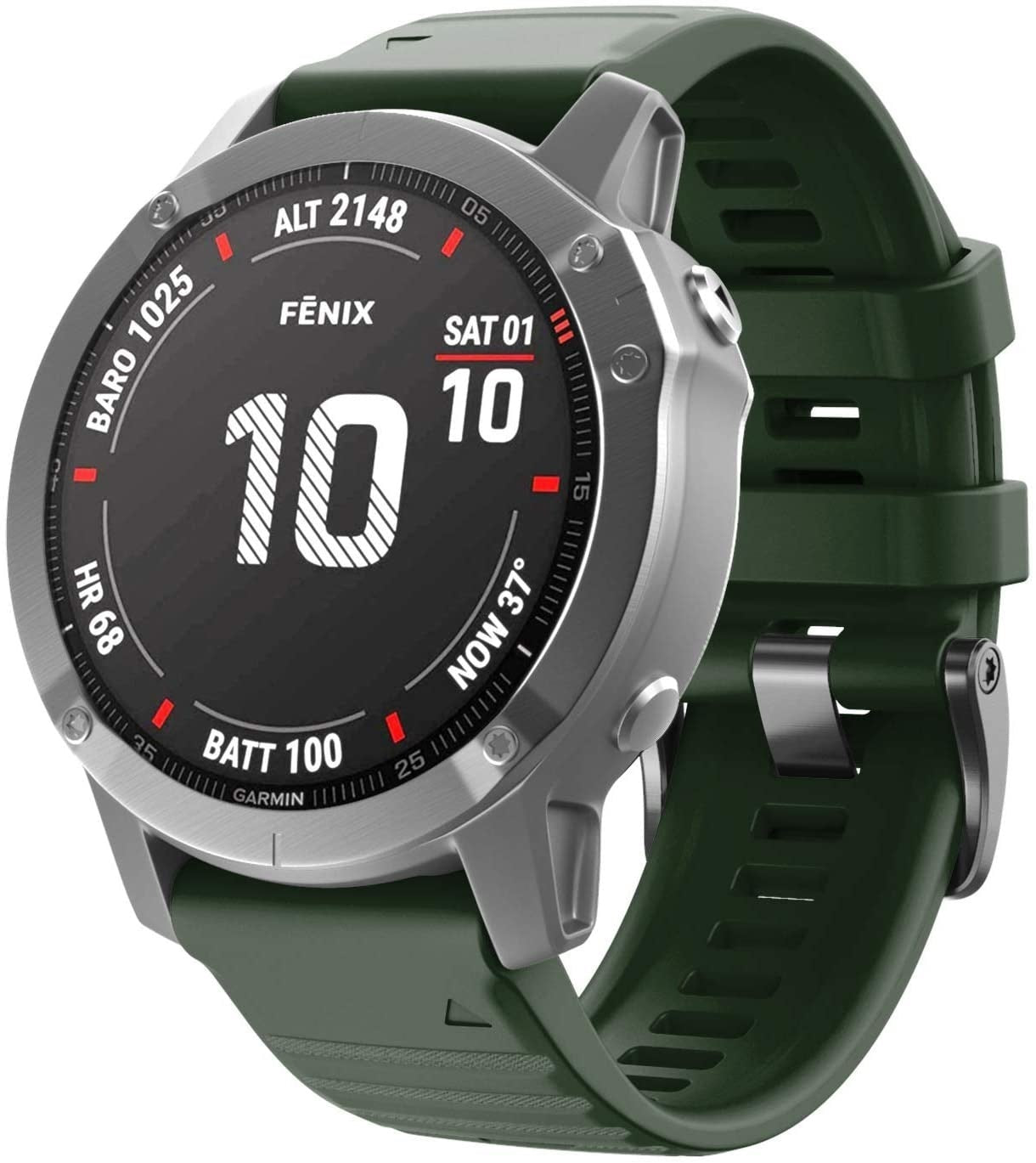 Garmin Fenix 5X And 6X Silicone Strap In Dark Green