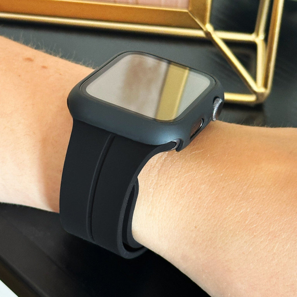 Apple Watch Protective Case Featuring Glass Cover In Black
