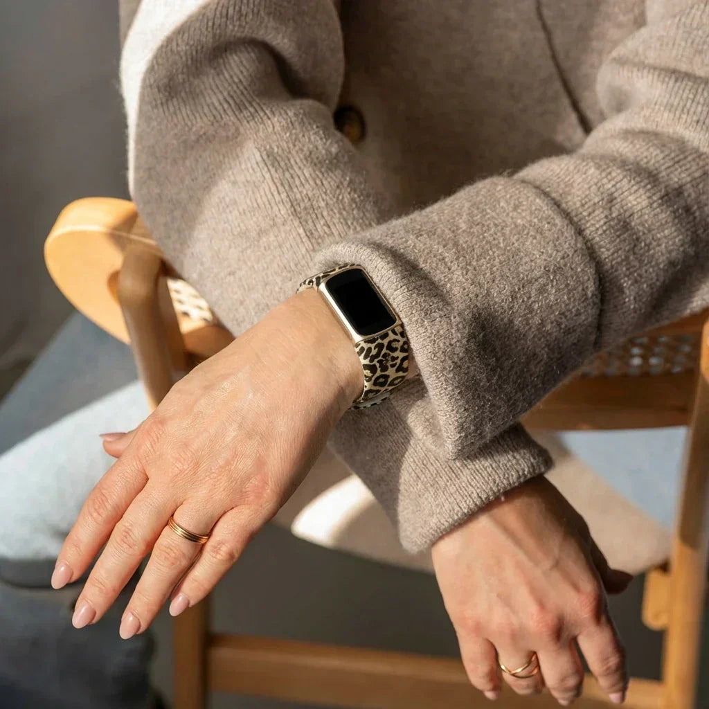 Fitbit Charge 6 Band Featuring Lucky Leopard Print Design