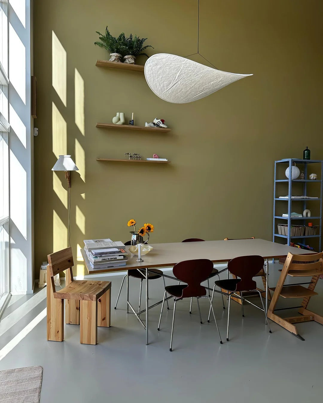 Tense Pendant Light Slim Black Frame With Mulberry Silk Diffuser