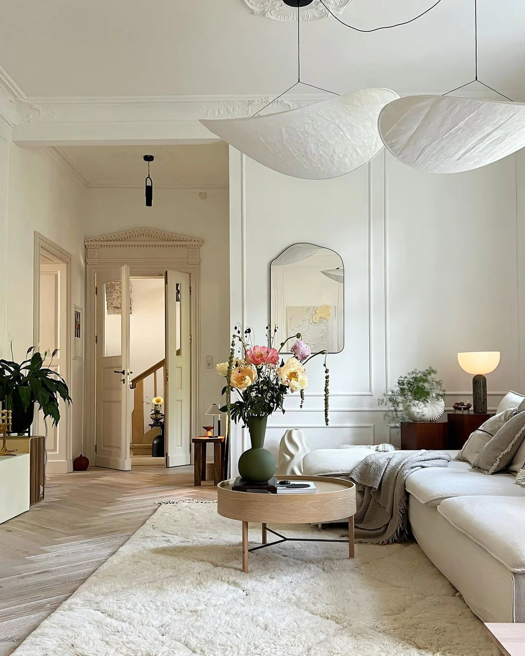 Tense Pendant Light Slim Black Frame With Mulberry Silk Diffuser