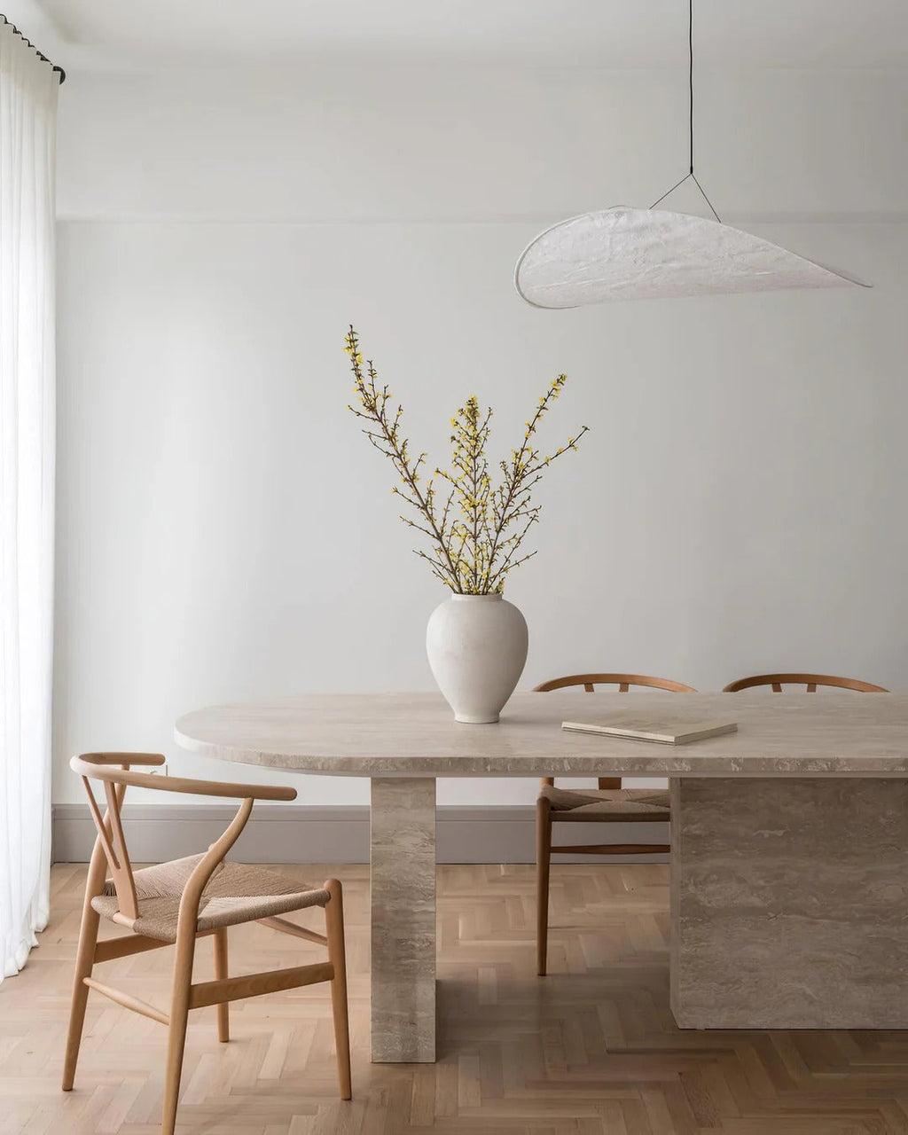 Tense Pendant Light Slim Black Frame With Mulberry Silk Diffuser