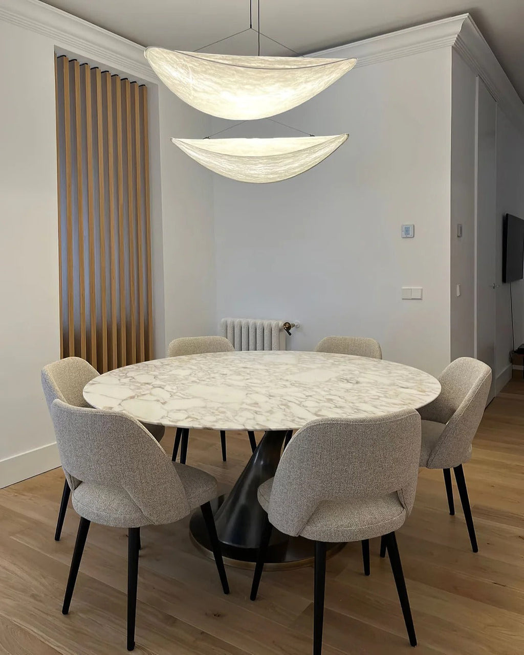 Tense Pendant Light Slim Black Frame With Mulberry Silk Diffuser