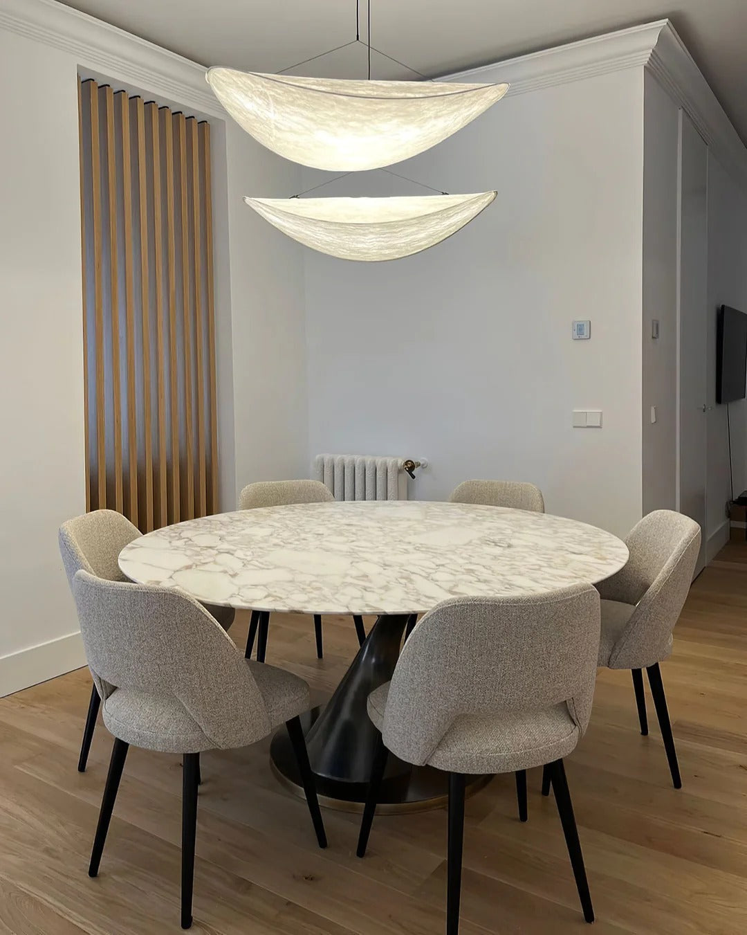 Tense Pendant Light Slim Black Frame With Mulberry Silk Diffuser