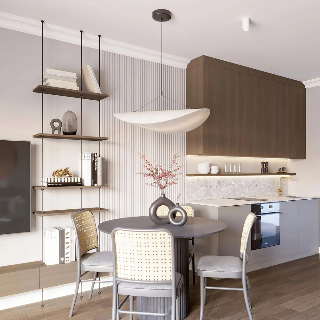 Tense Pendant Light Slim Black Frame With Mulberry Silk Diffuser