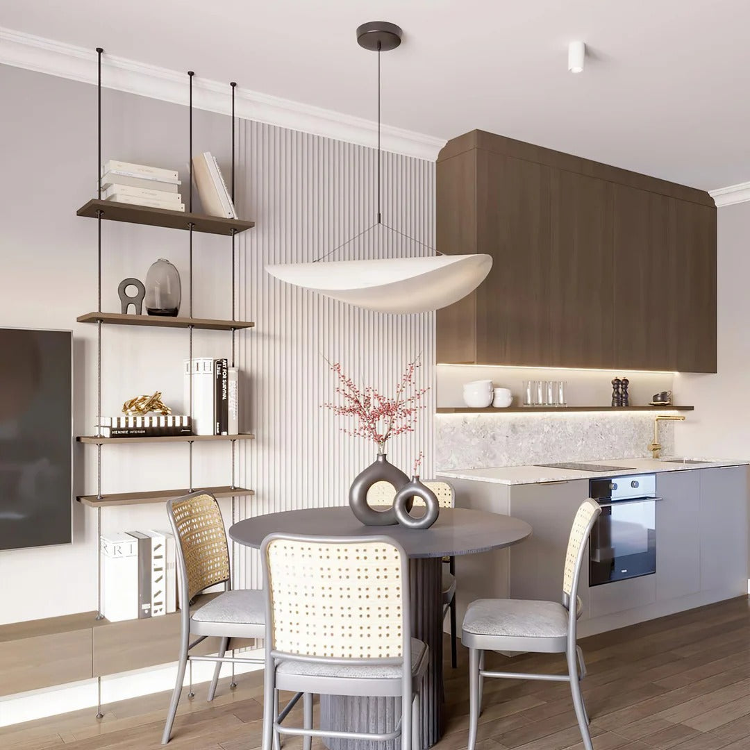 Tense Pendant Light Slim Black Frame With Mulberry Silk Diffuser