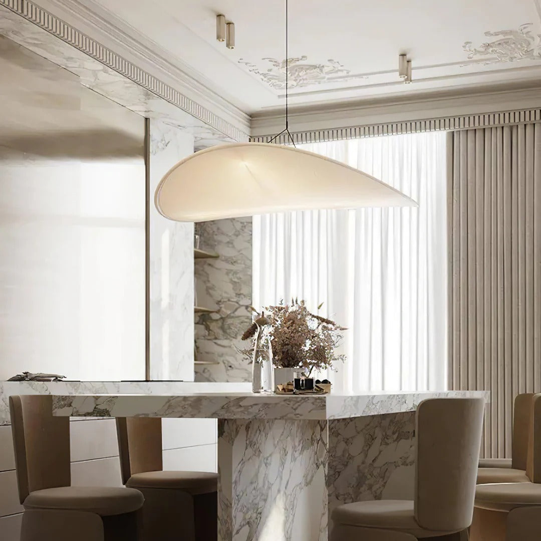 Tense Pendant Light Slim Black Frame With Mulberry Silk Diffuser