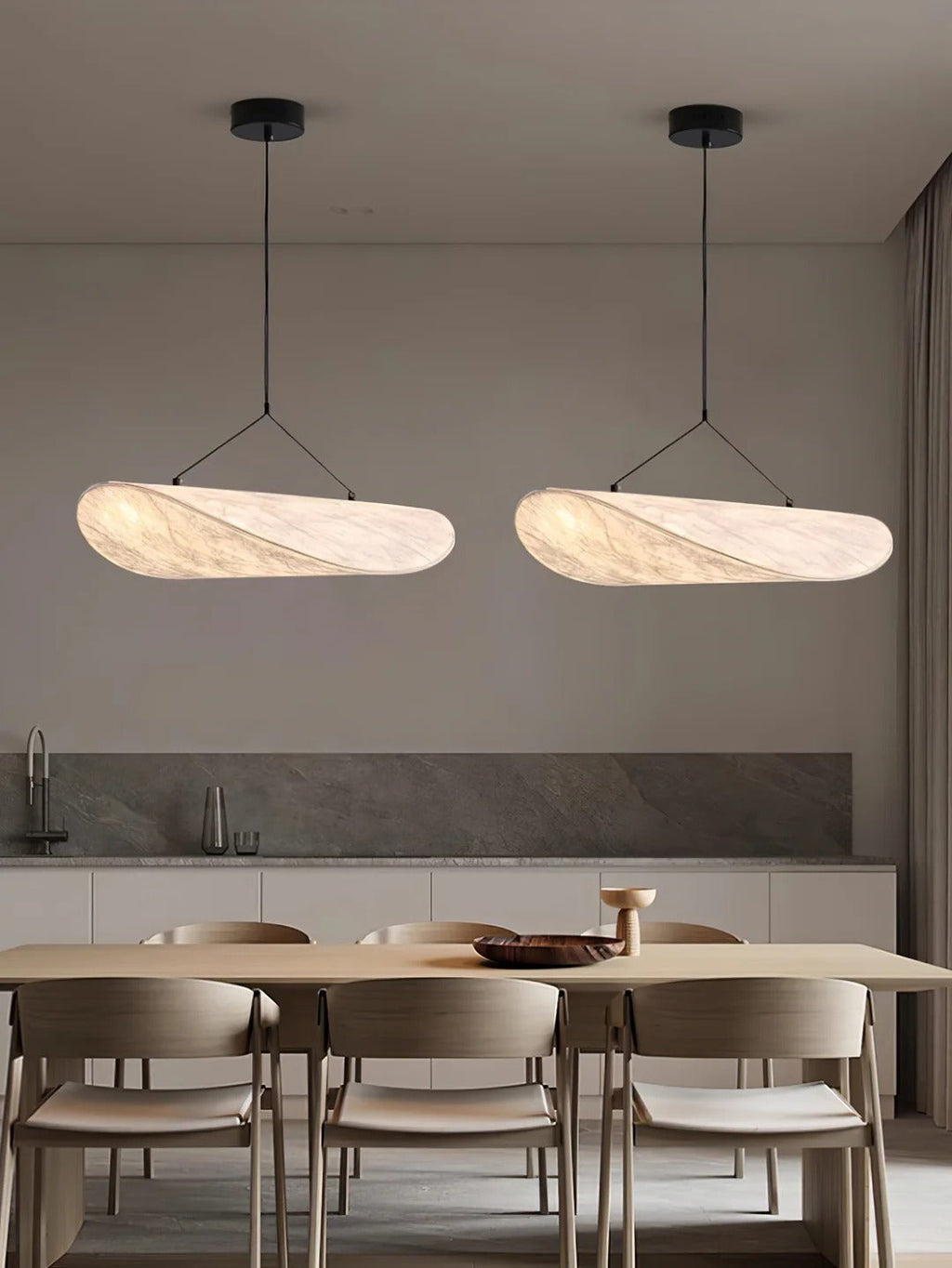 Tense Pendant Light Slim Black Frame With Mulberry Silk Diffuser