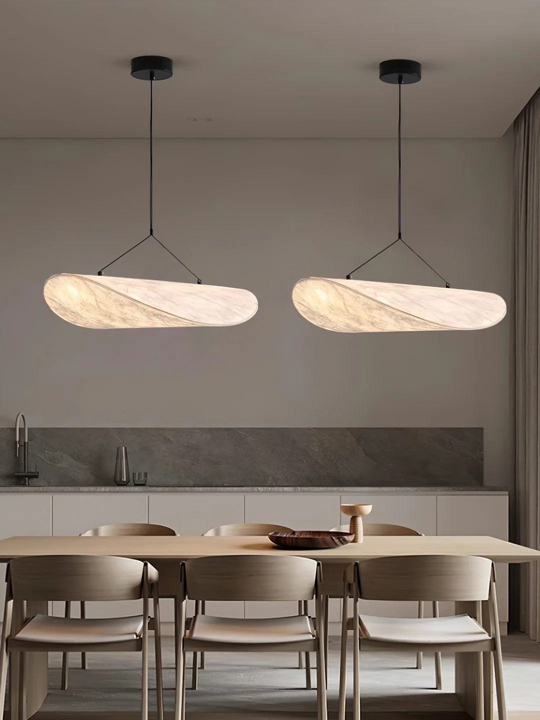 Tense Pendant Light Slim Black Frame With Mulberry Silk Diffuser