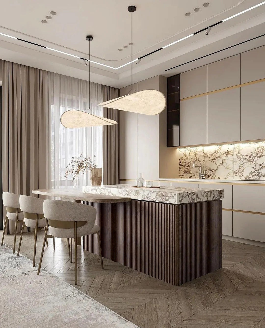 Tense Pendant Light Slim Black Frame With Mulberry Silk Diffuser