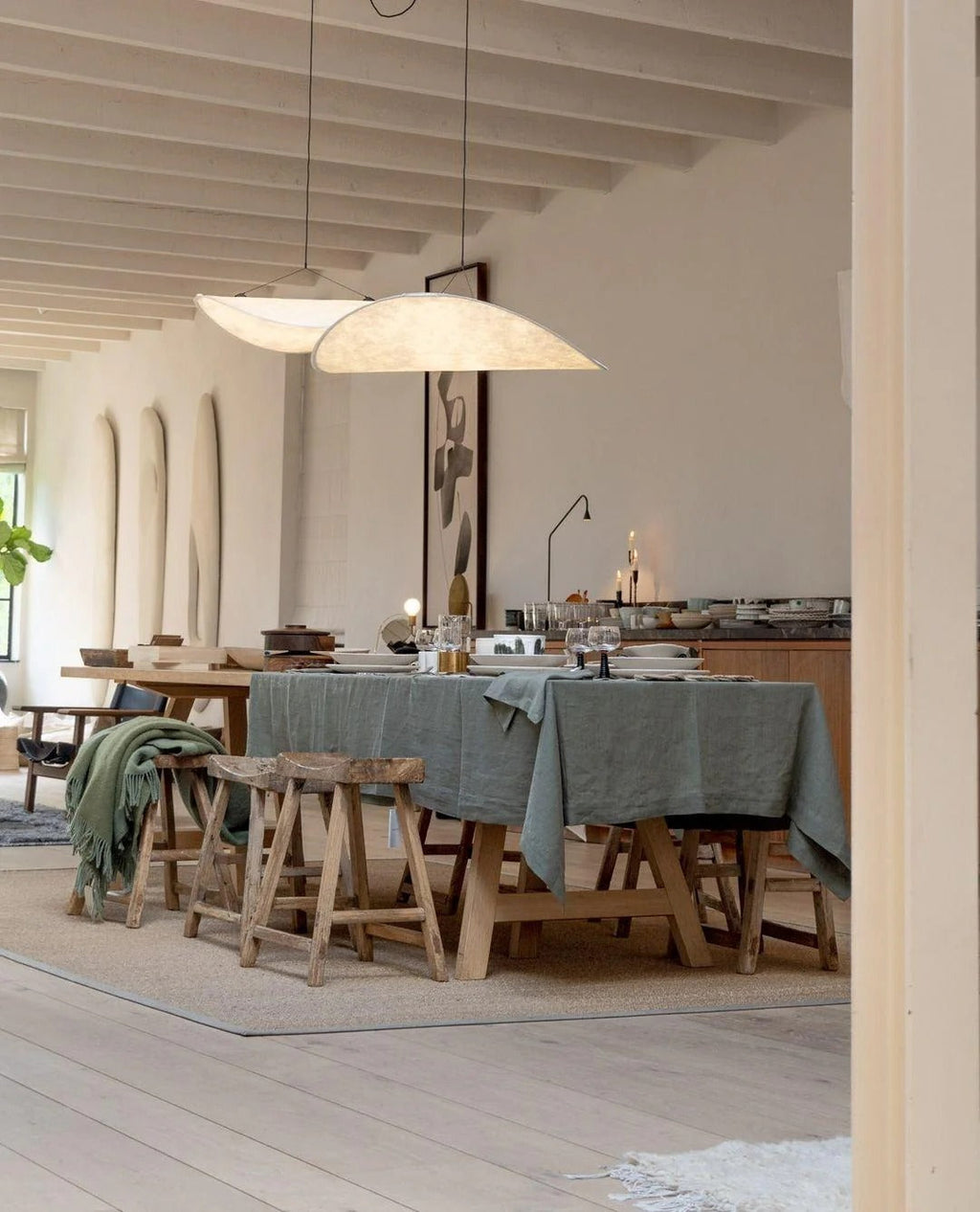 Tense Pendant Light Slim Black Frame With Mulberry Silk Diffuser