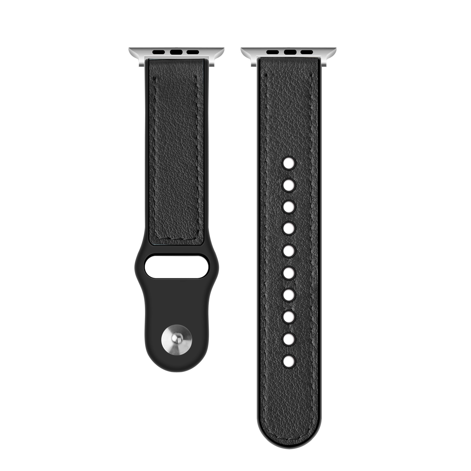 Apple Watch Black Leather Hybrid Replacement Band Strap