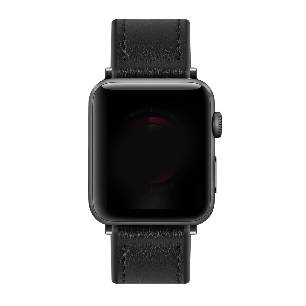 Apple Watch Black Leather Hybrid Replacement Band Strap