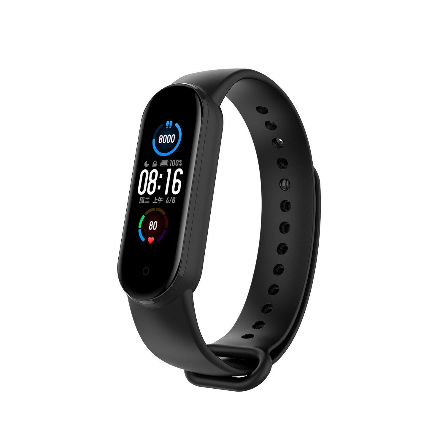 Black Silicone Replacement Strap For Xiaomi Mi Band 6
